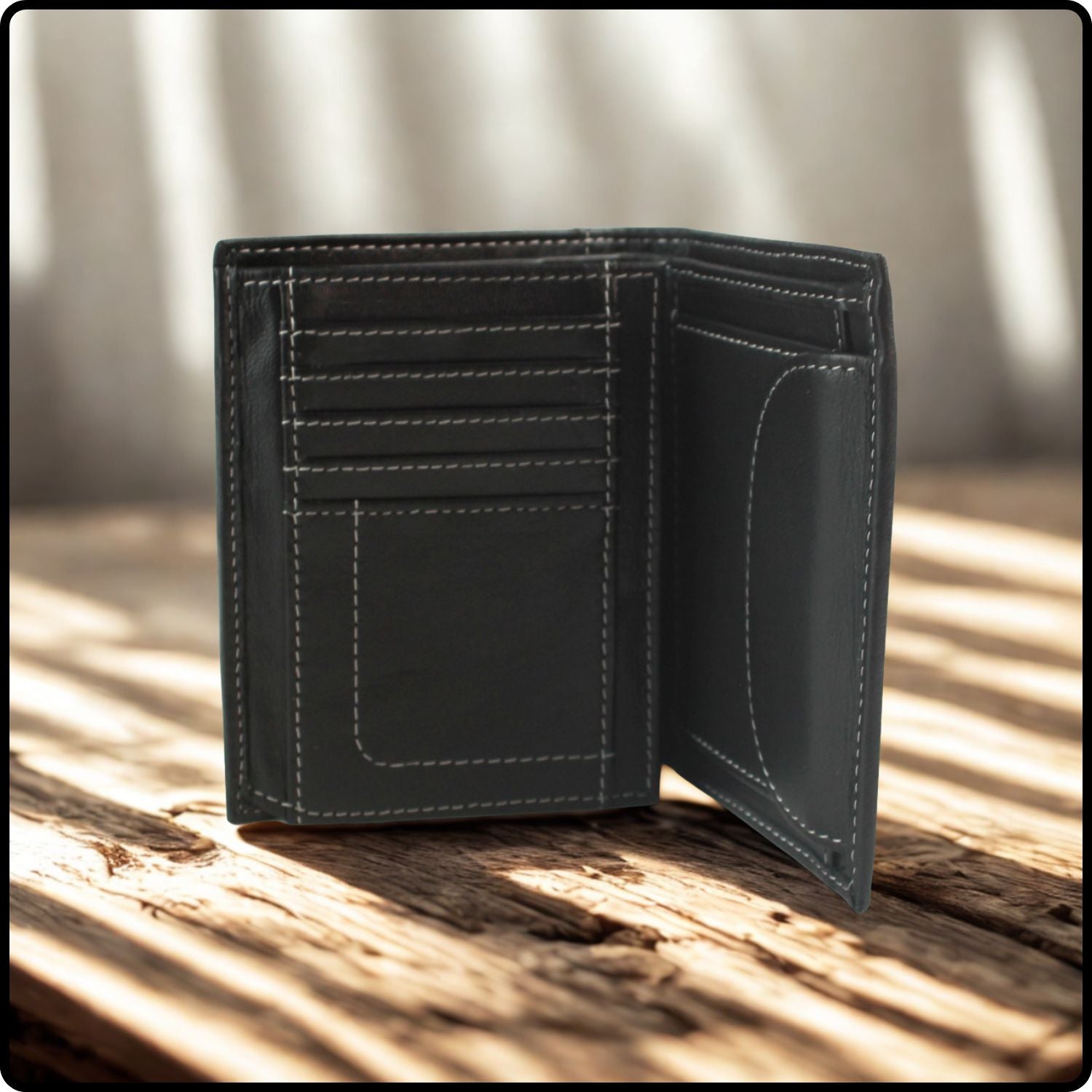 Isaac Leather Trifold Wallet-ISA-BLACK
