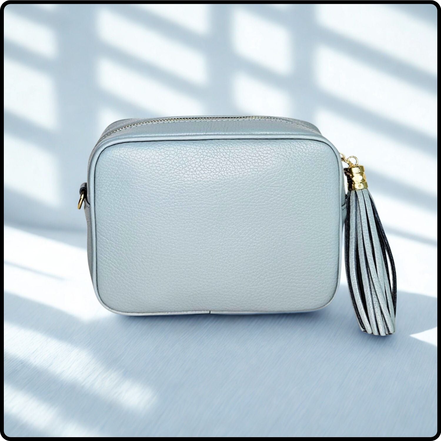Leather Cross Body Bag Tassel- PS233-DUCK EGG BLUE