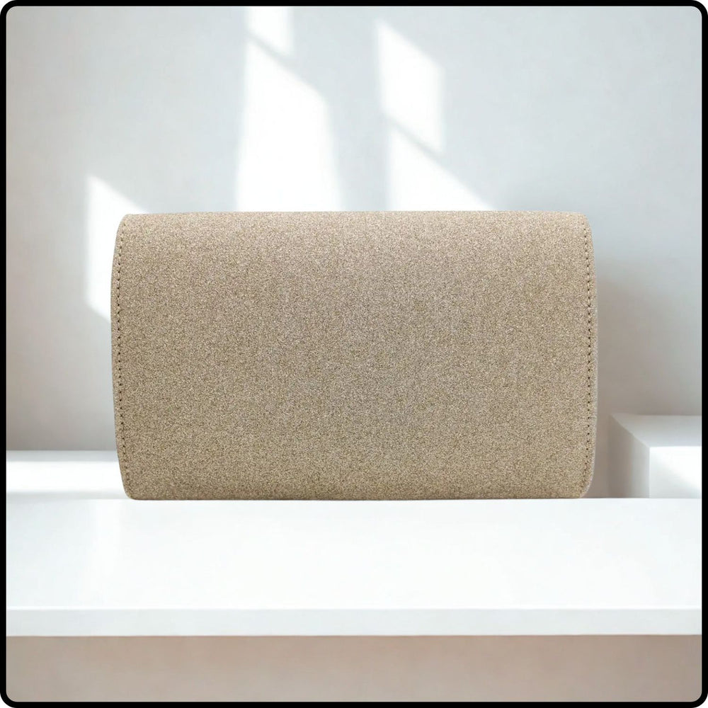 Glitter Envelope Evening Clutch Bag with Chain Strap-KG-GOLD