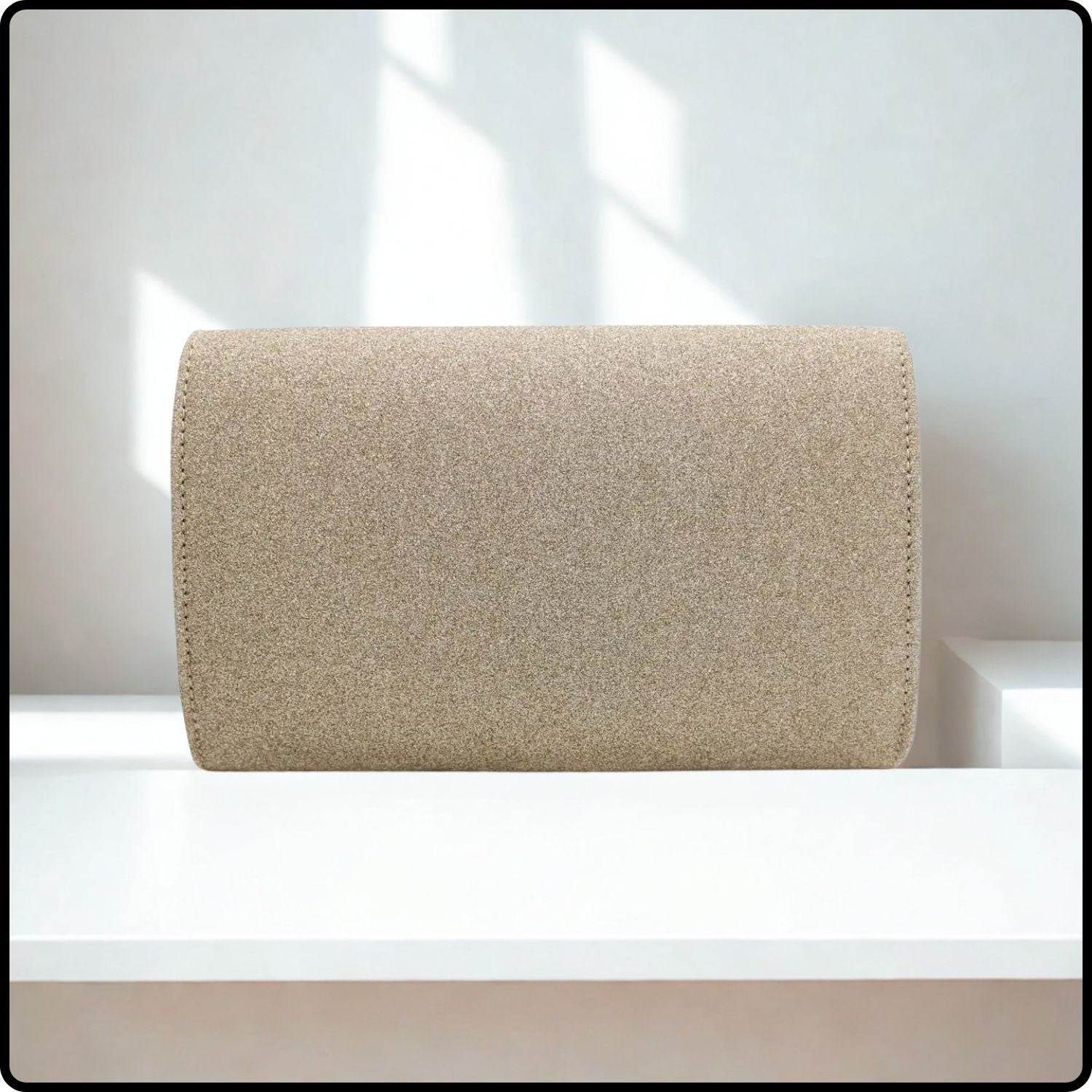 Glitter Envelope Evening Clutch Bag with Chain Strap-KG-GOLD