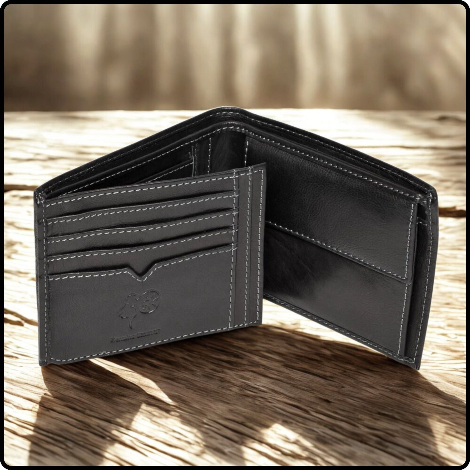 Mark Leather Trifold Wallet-MAR-BLACK