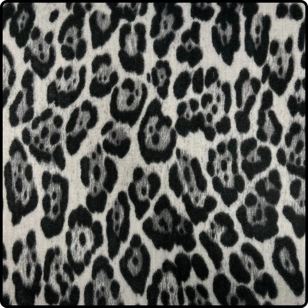 Wool blend leopard print scarf in black- SCBL