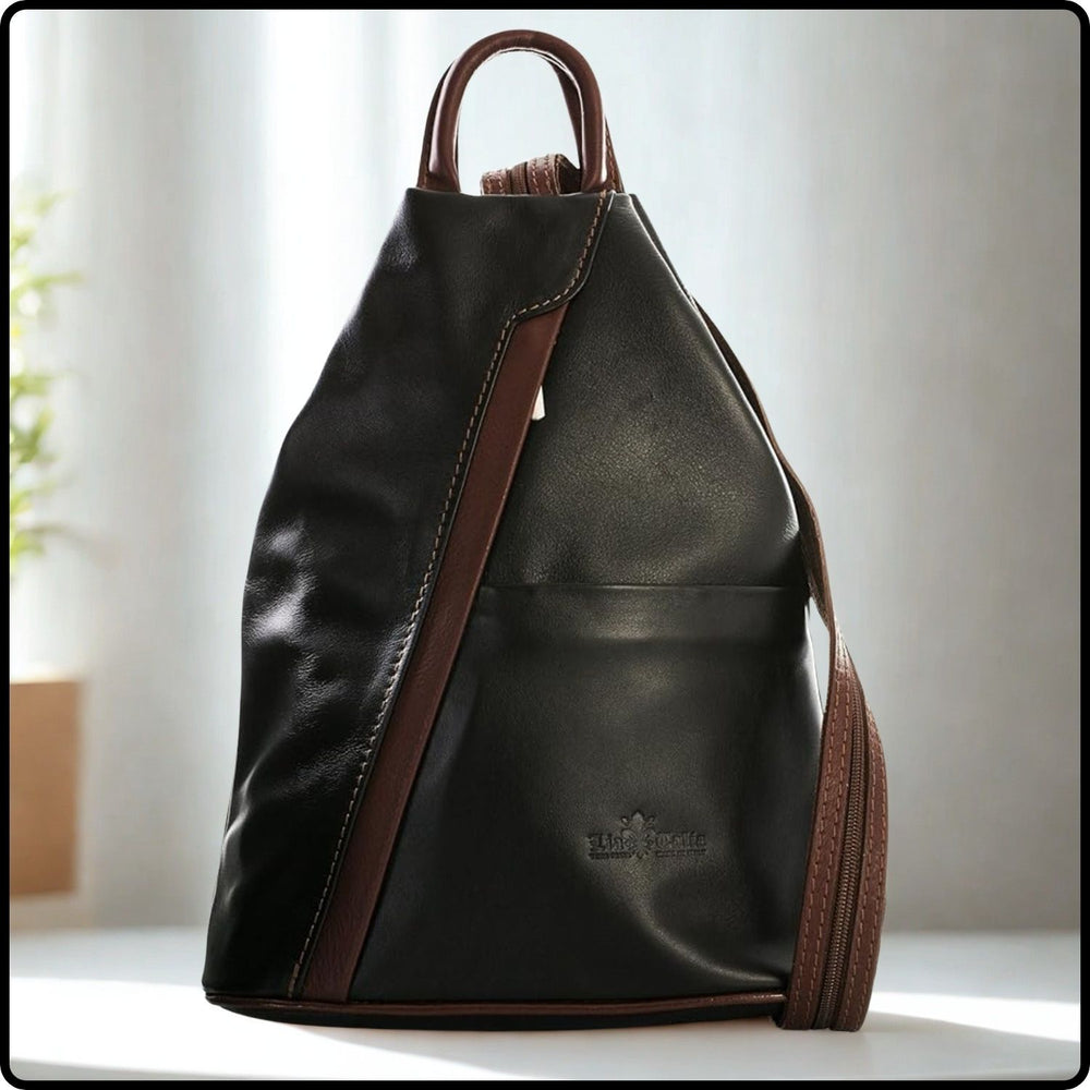 Large Soft Leather Backpack - VPR244-COFFEE/BROWN