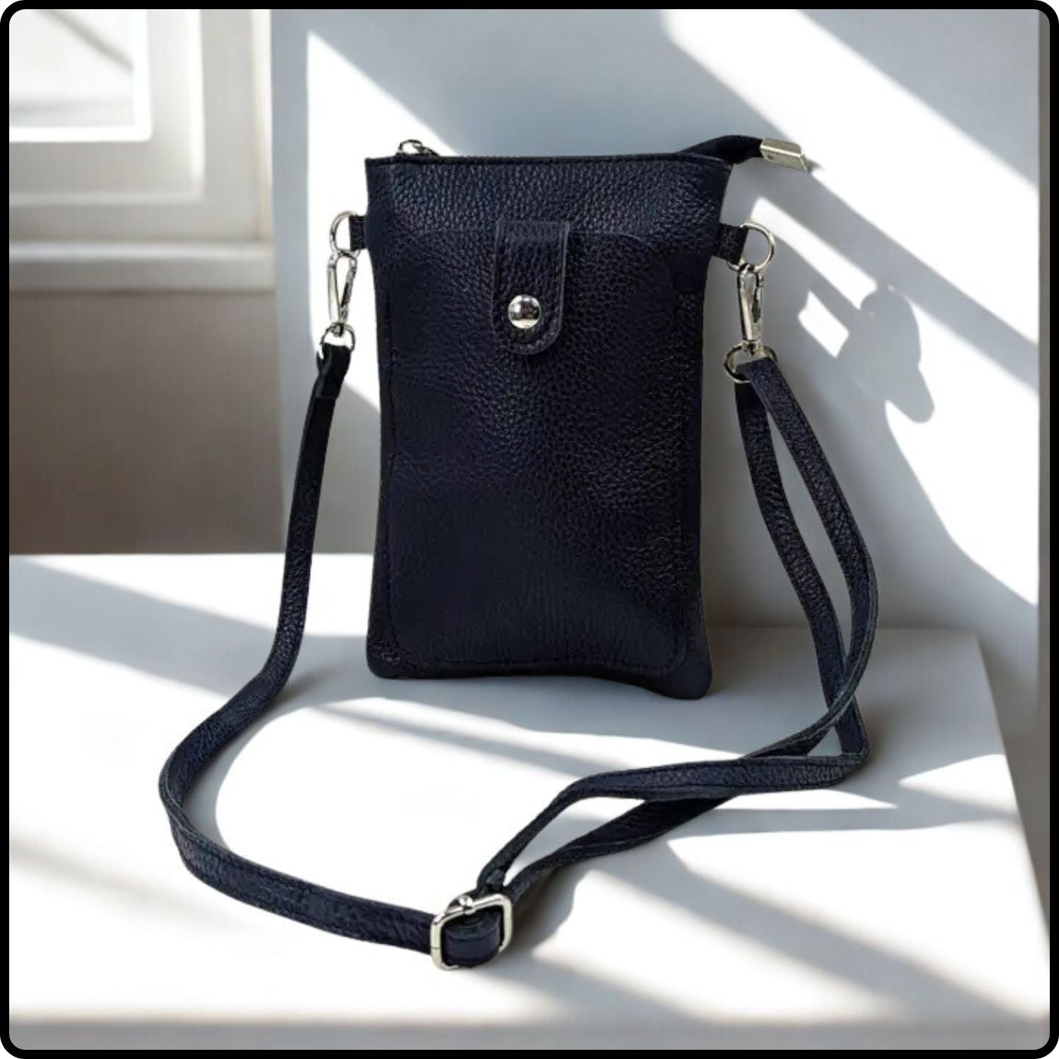 Pebbled Leather Mini Bag-BG03-NAVY