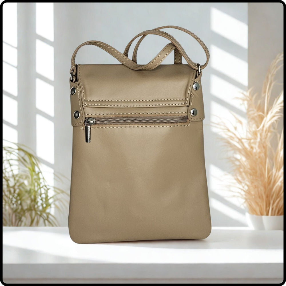 Soft Leather Cross Body Bag - VPZ1-TAUPE