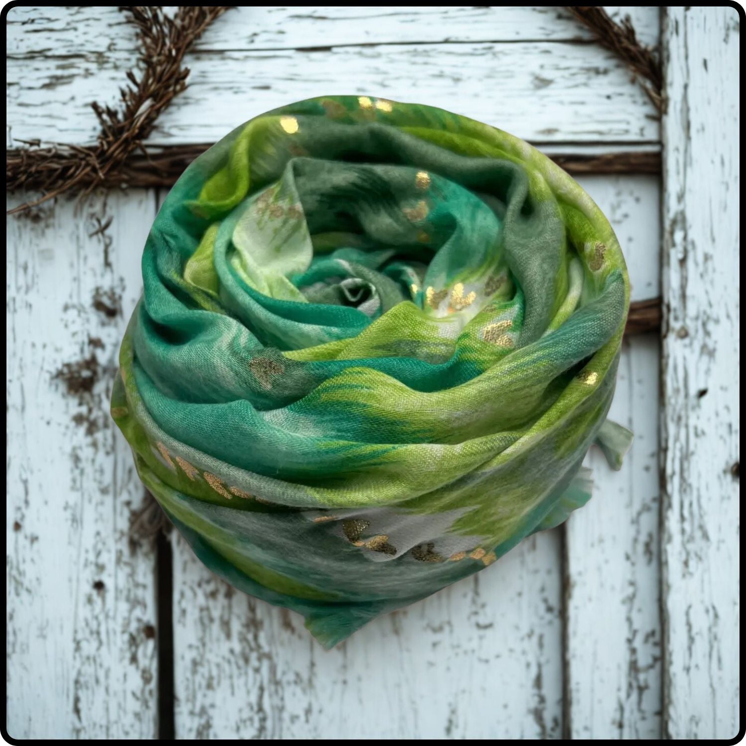 Colourful Wave Print Scarf in Green-SWPG