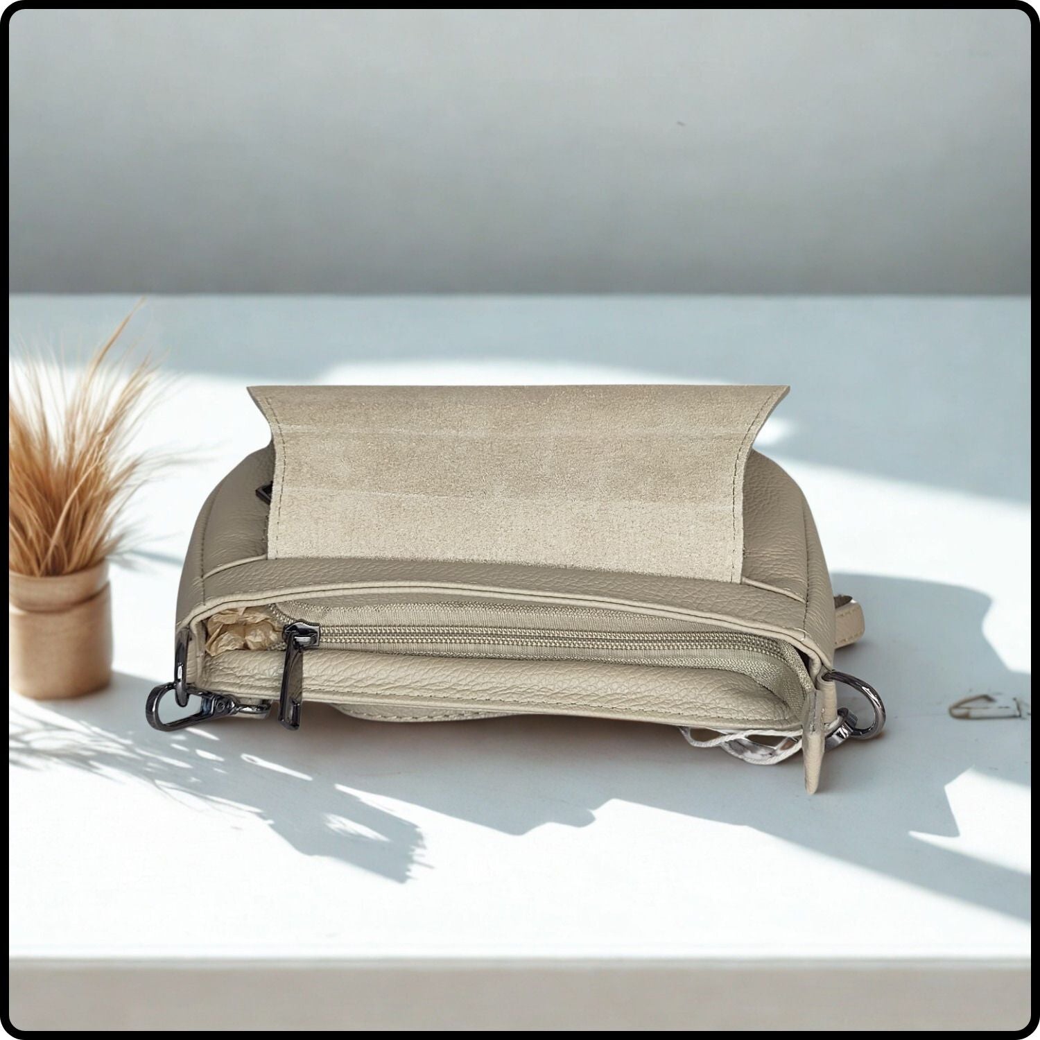 Soft Leather Shoulder Bag - PS249-LIGHT TAUPE