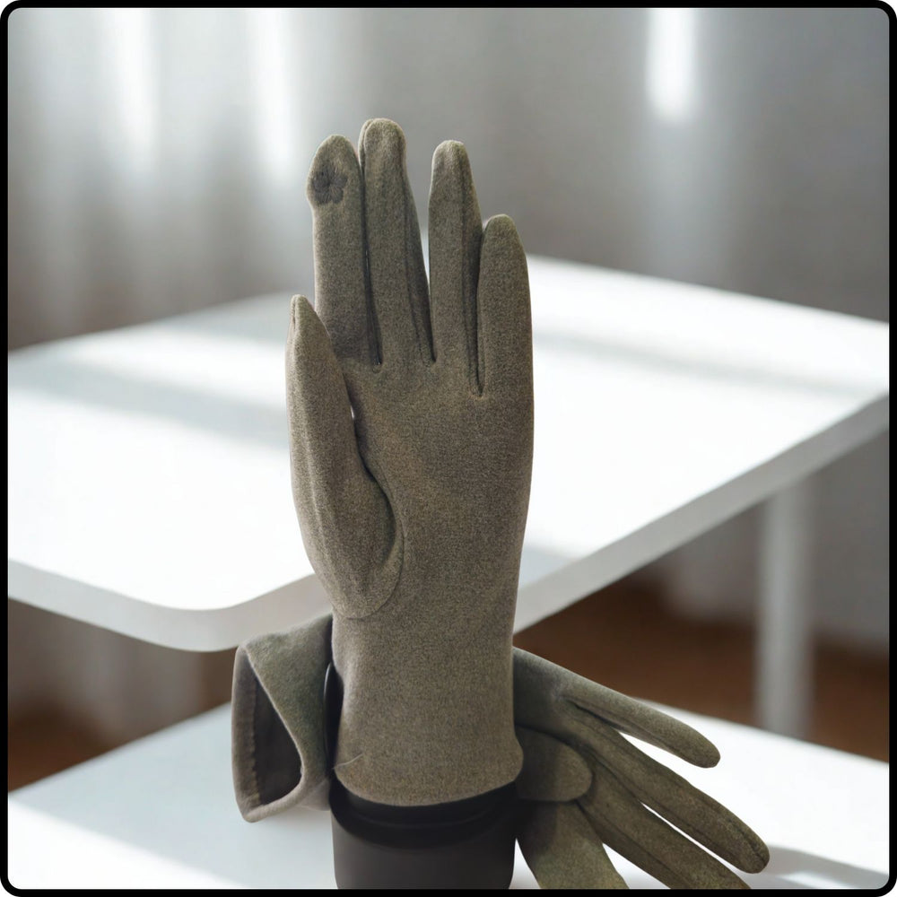Dragonfly Suedette Fabric Touch Screen Gloves One Size in Grey-DGG