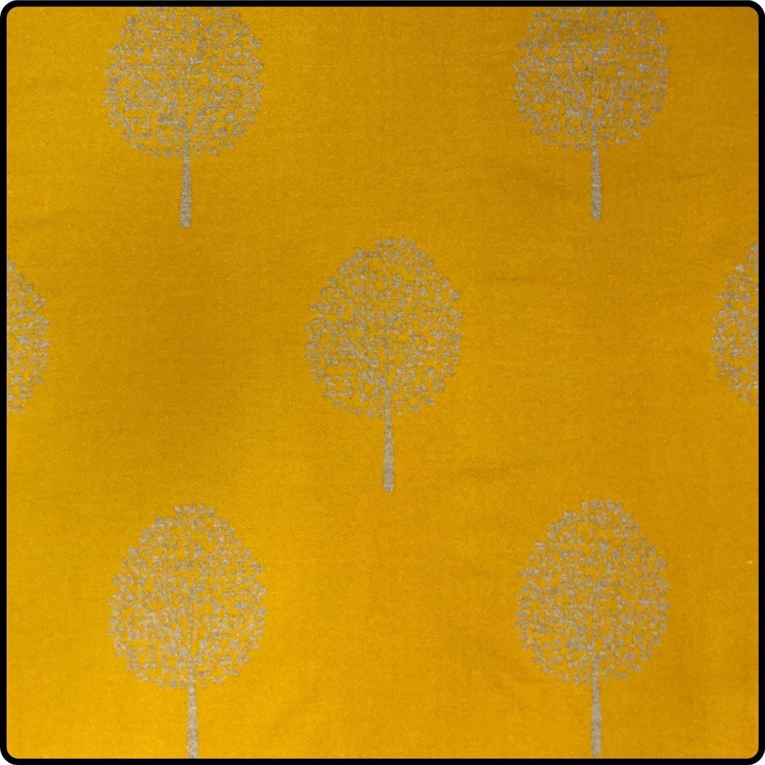 Tree of life print scarf on cashmere mix with tassels in mustard-SCTM