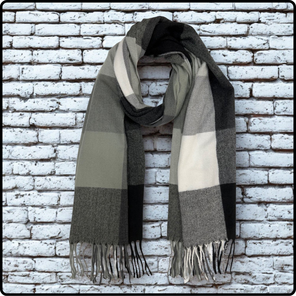 Wool-mix Check Scarf Scarf in Black-WMCB