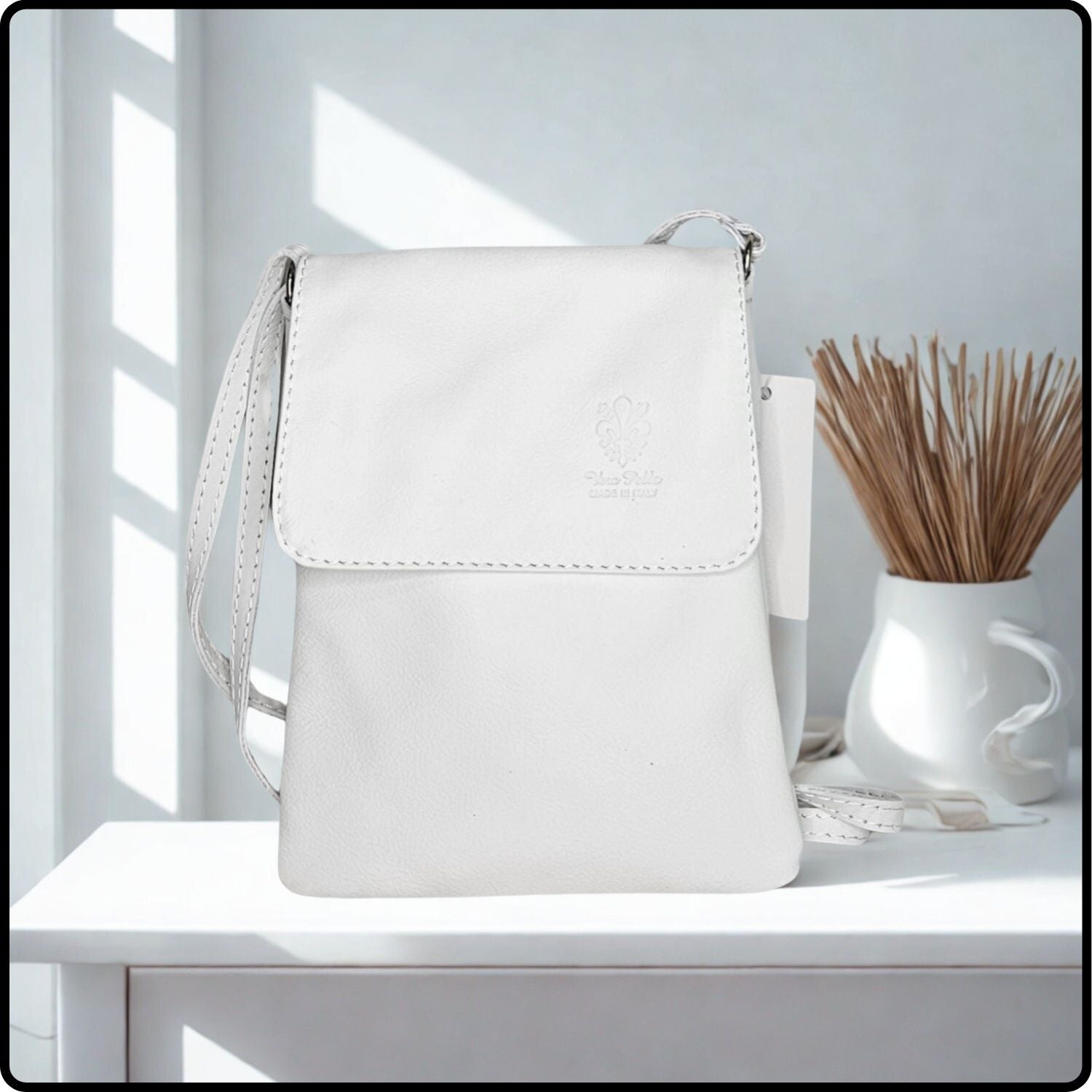 Soft Leather Cross Body Bag - VPZ1-WHITE