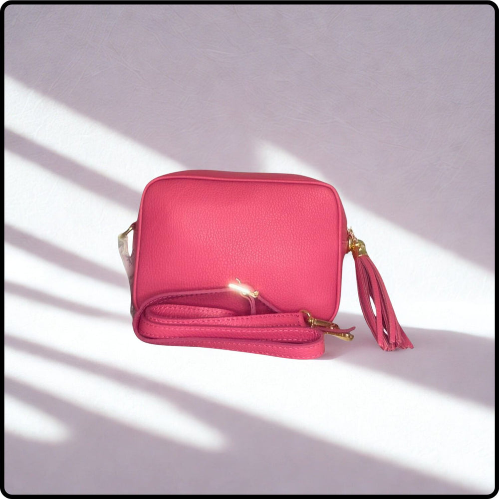 Leather Cross Body Bag Tassel- PS233-CORAL