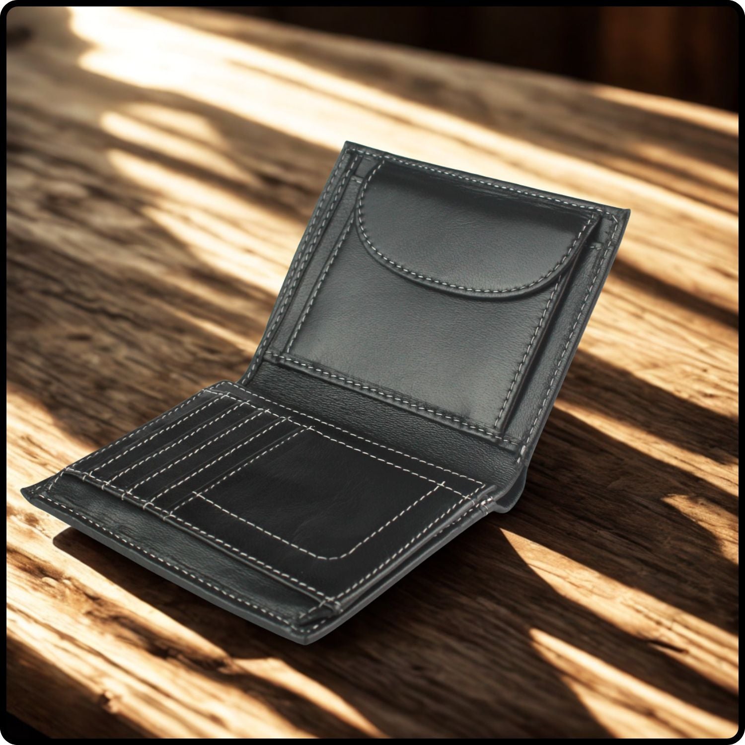 Isaac Leather Trifold Wallet-ISA-BLACK