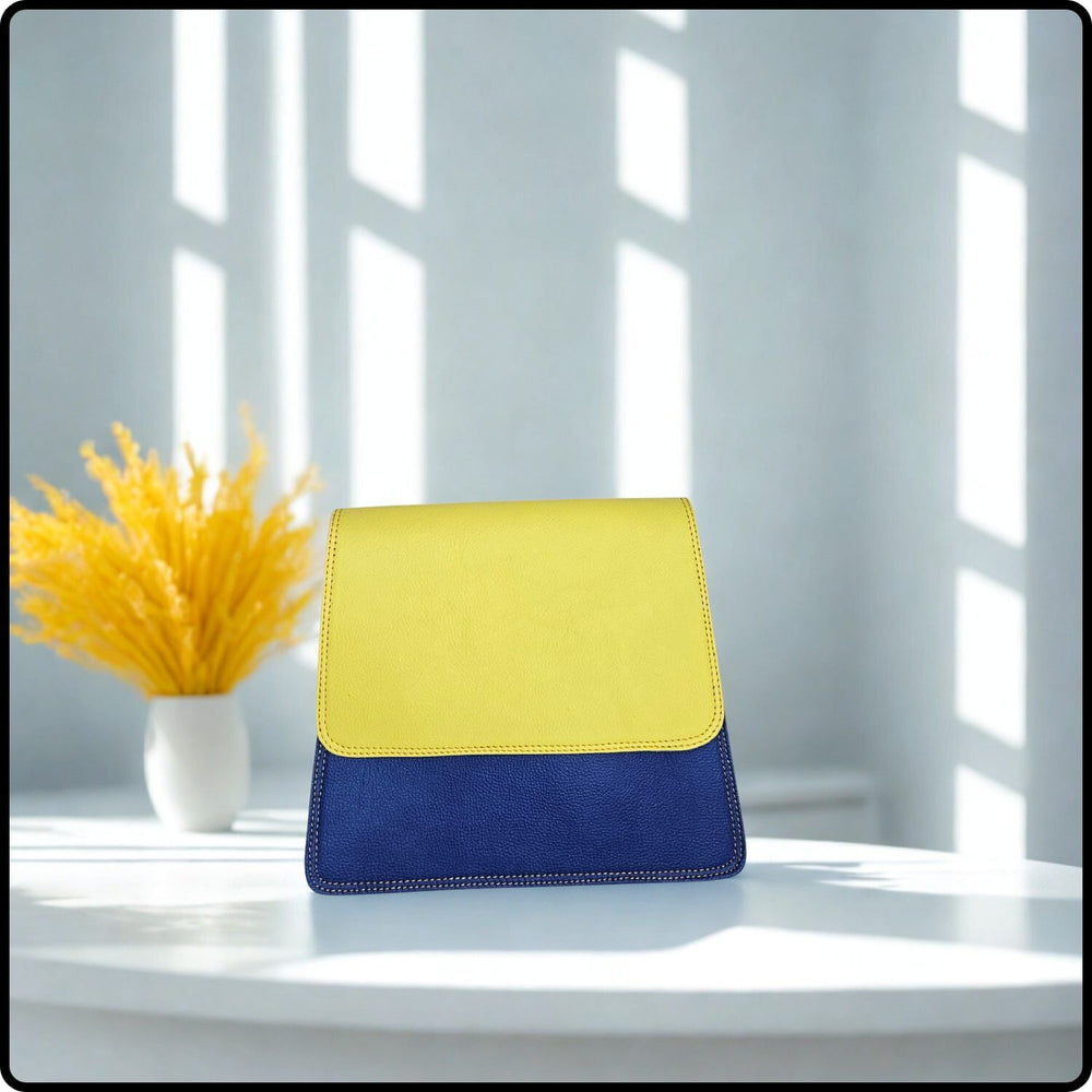 Handmade Recycled Leather Multicoloured Handbag-VYA-BLUE