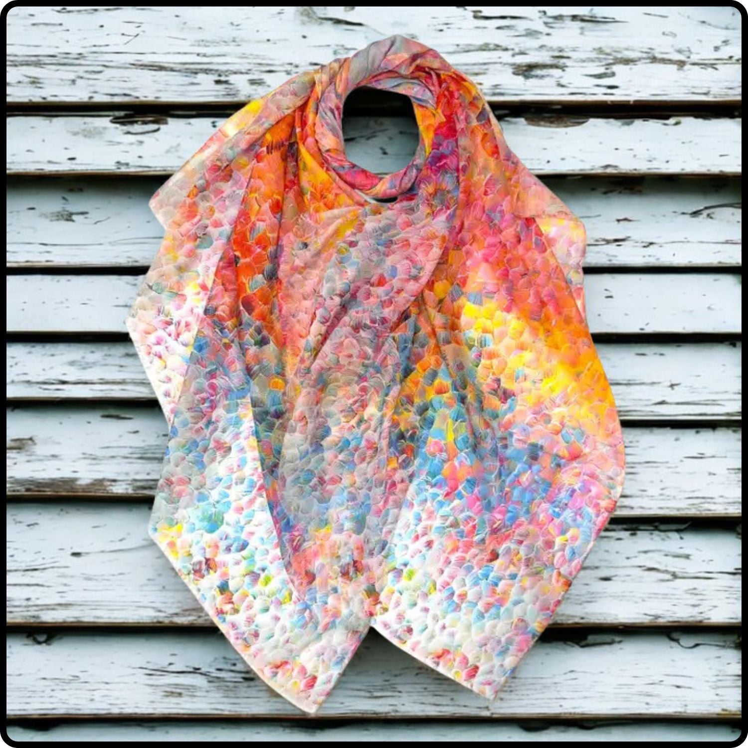 Vibrant Mosaic Print Scarf in Orange-SCVM