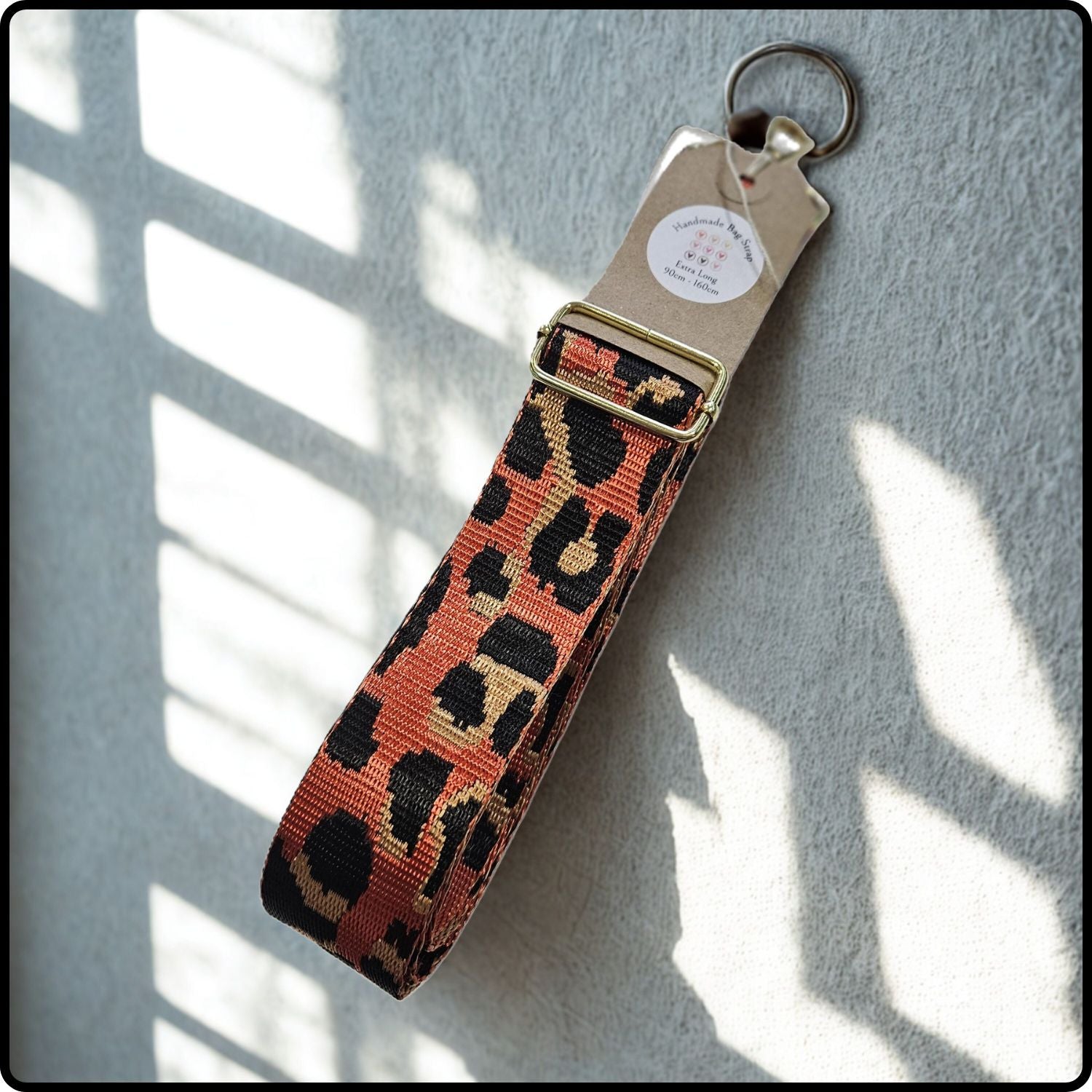 Handmade in Yorkshire Extra Long Bag Straps Leopard Print Orange-HMY-LPOB