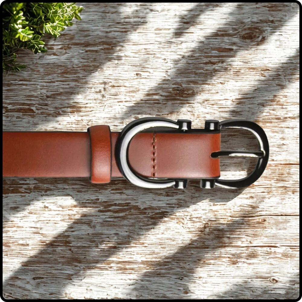 Feature Buckle Tan Leather Belt - FTB16