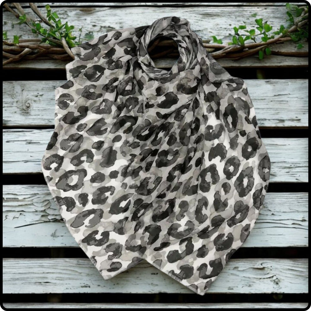 Leopard Print Scarf in Grey-SCLG