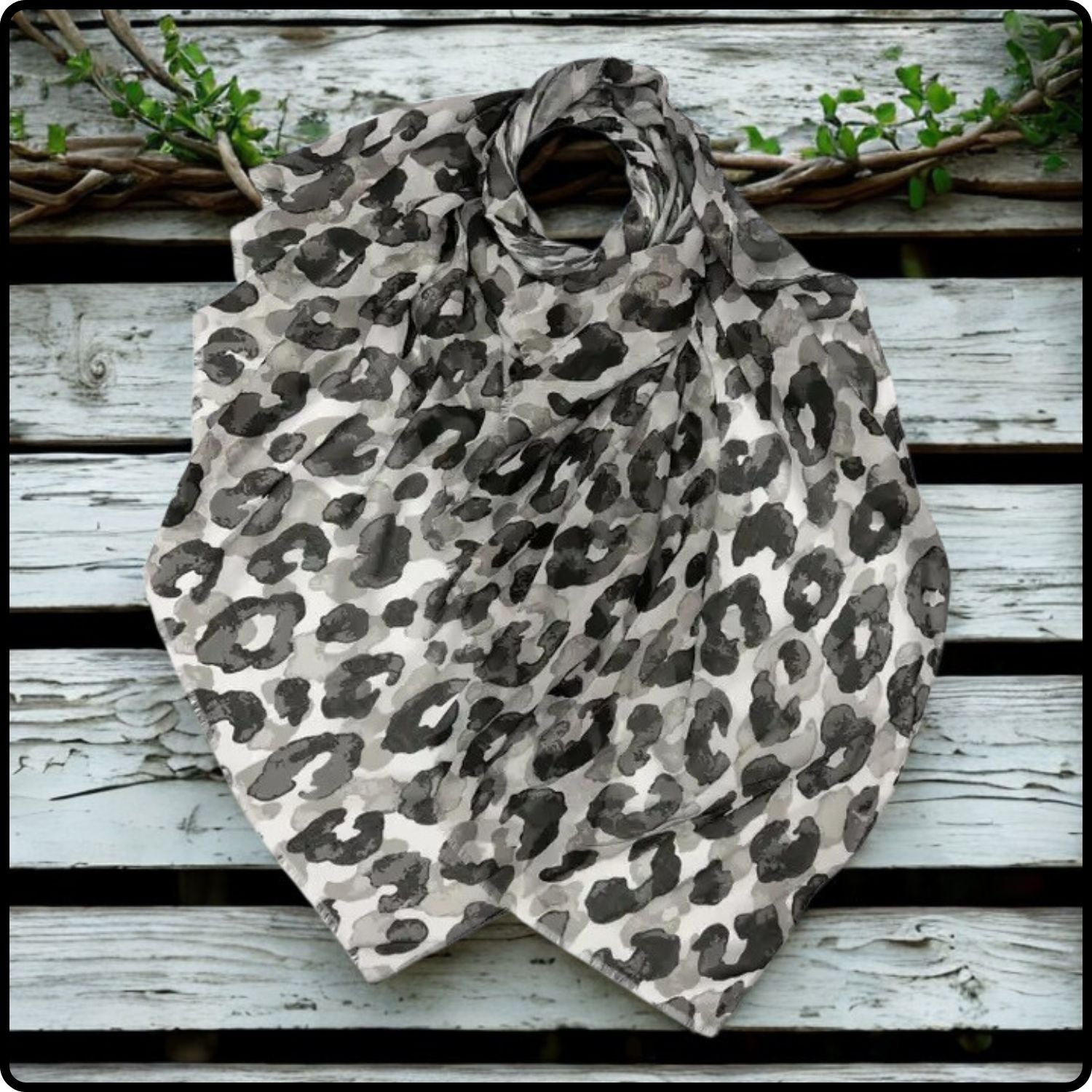 Leopard Print Scarf in Grey-SCLG