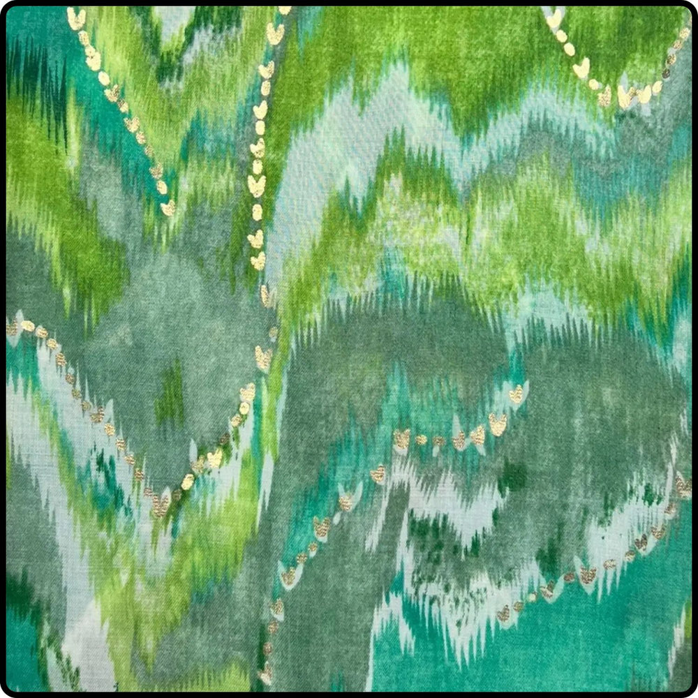 Colourful Wave Print Scarf in Green-SWPG