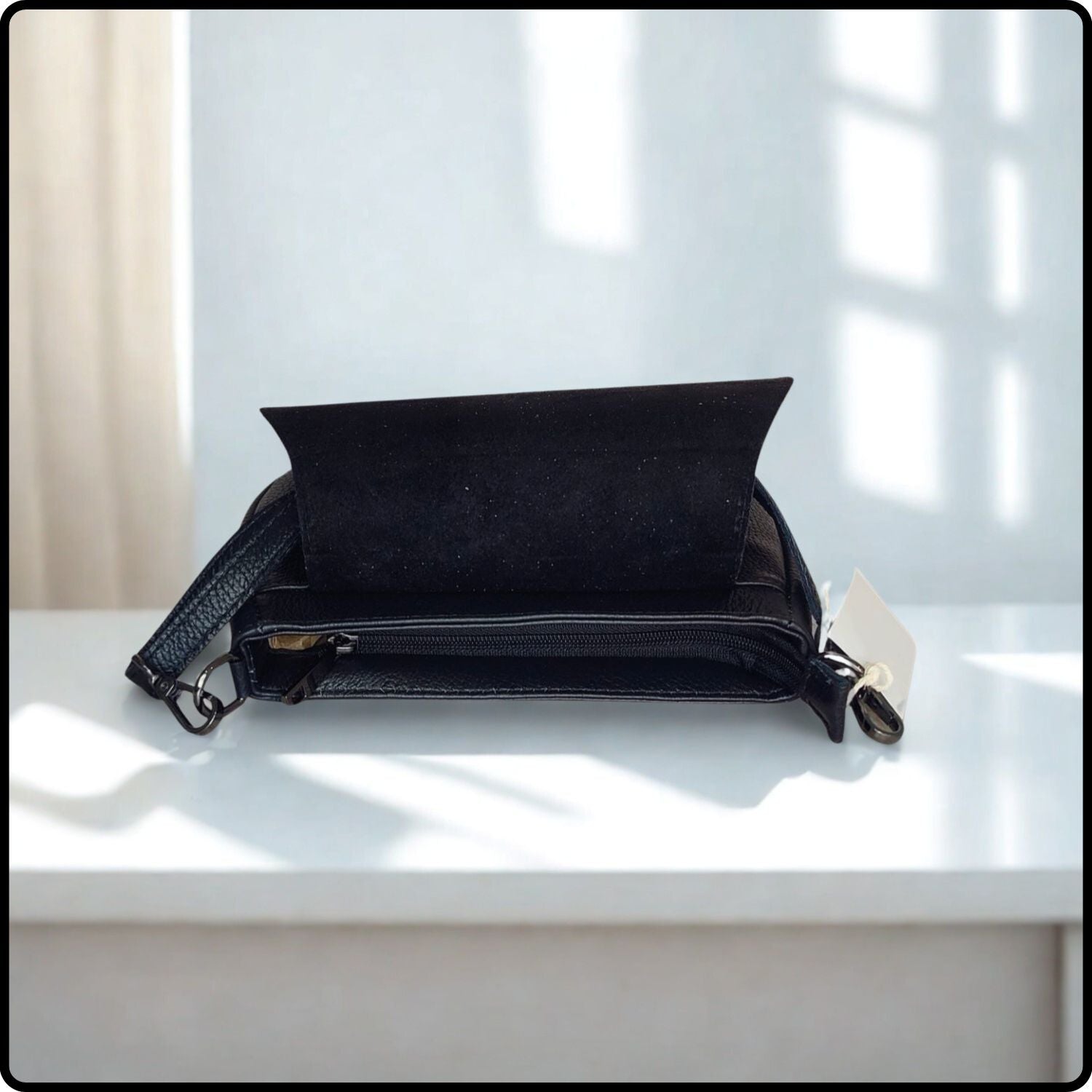 Soft Leather Shoulder Bag - PS249-BLACK