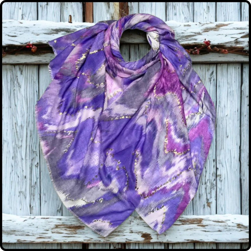 Colourful Wave Print Scarf in Purple-SWPU