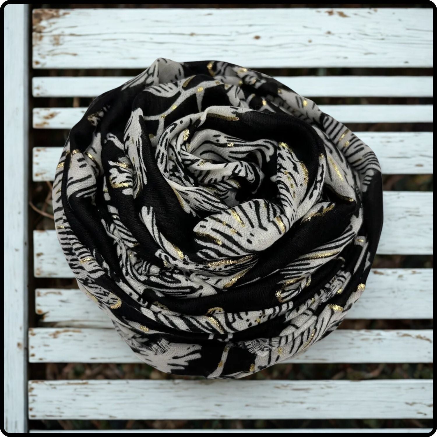 Gooseberry Leafy Scarf with Gold Foil-SGF