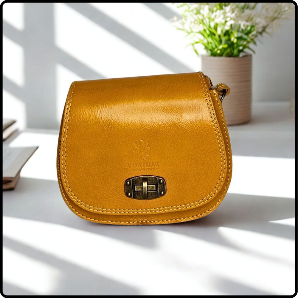 Small Leather Cross Body Satchel Bag - VP165-YELLOW