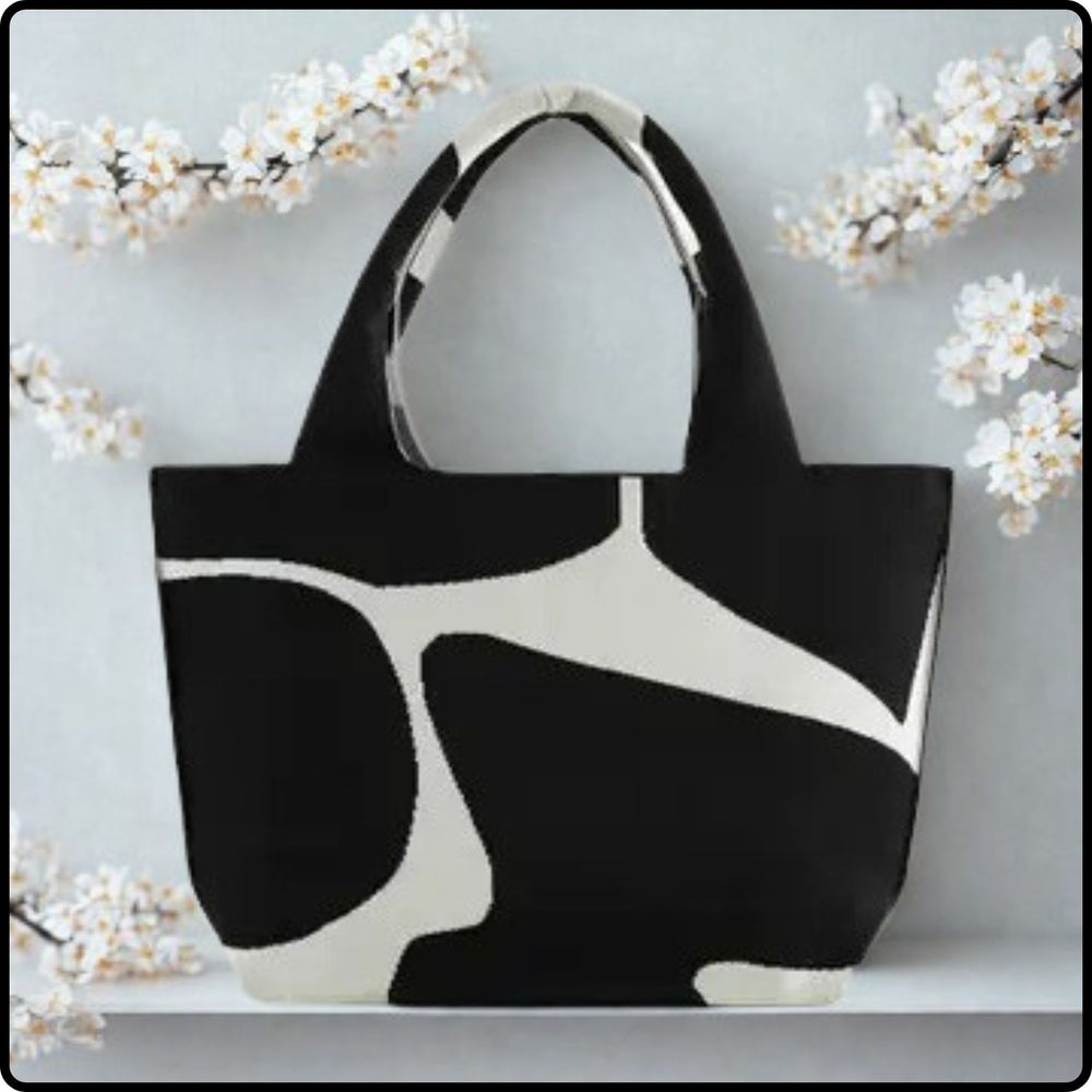 Knitted Tote-Large Black and White-TBW