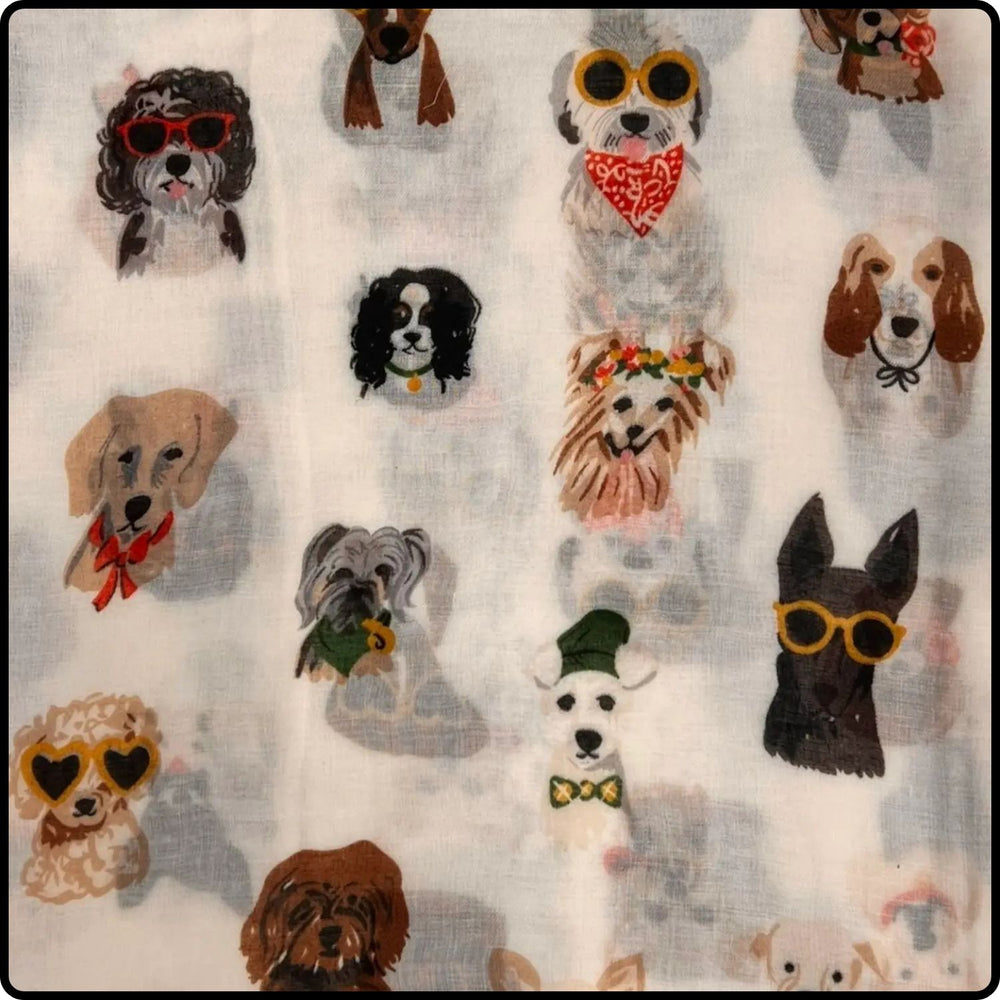 Dogs with Costumes Print Scarf in Cream-SDCC