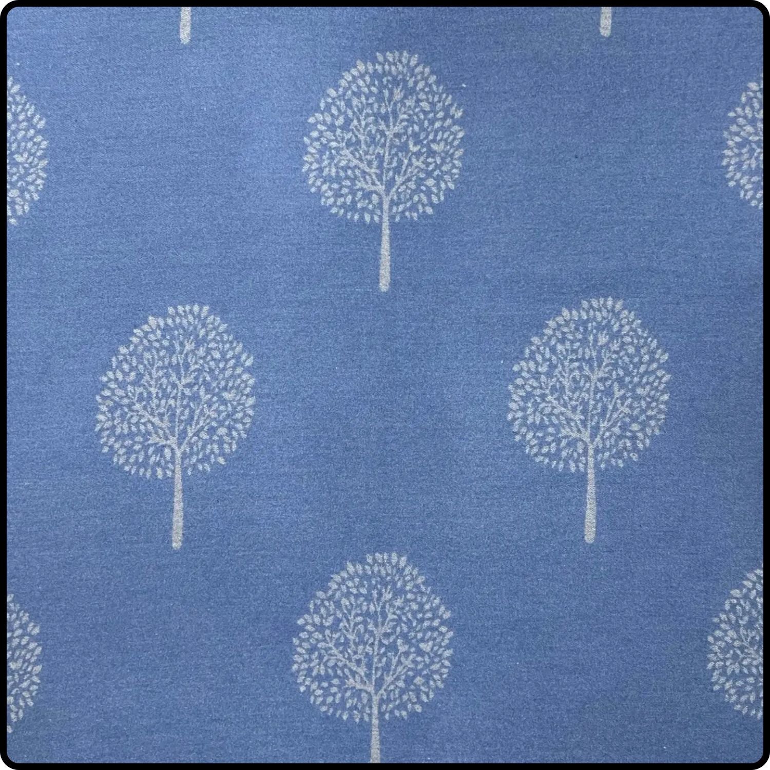 Tree of life print scarf on cashmere mix with tassels in Denim-SCTLD