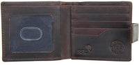 The Alperto wallet is the perfect accessory. Crafted from waxy buff leather and engineered with an RFID secure design, this bifold wallet offers exceptional security. Perfectly sized for cards, notes, and coins, the wallet features 4 card slots, an ID window, and a secure tab fastener. Plus, you can easily access your coins via the large, expandable zipped pocket.  This item comes gift boxed.  10 x 3 cm