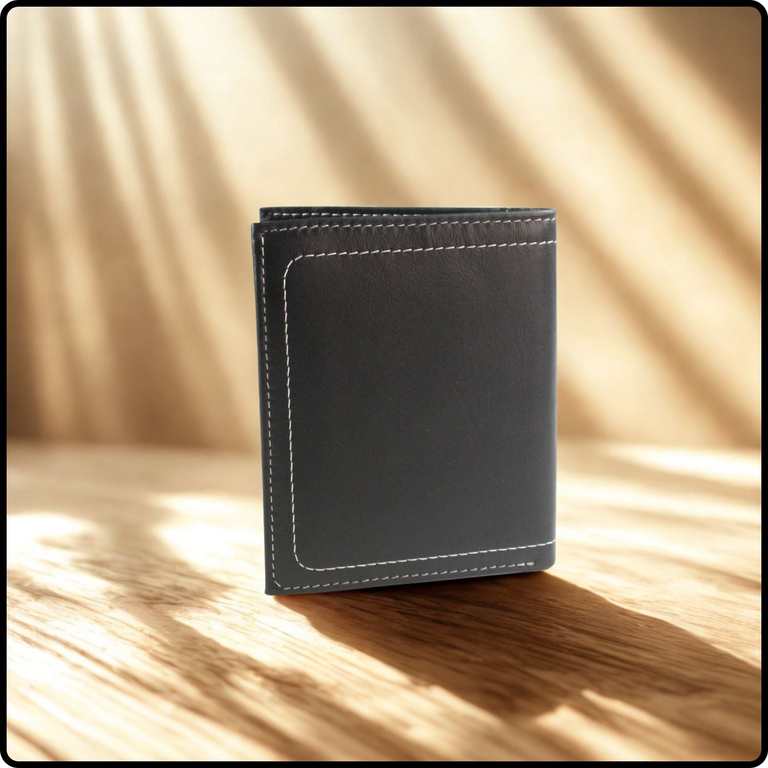 Isaac Leather Trifold Wallet-ISA-BLACK