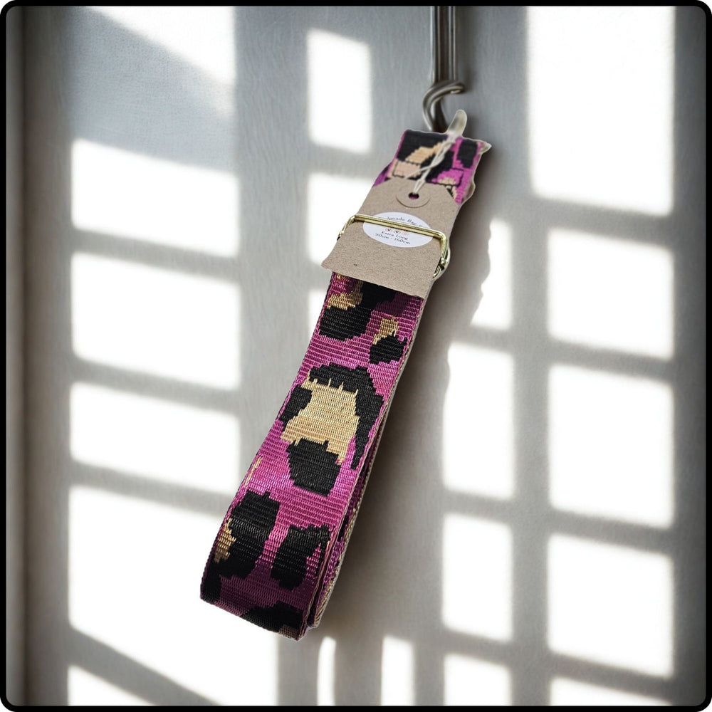 Handmade in Yorkshire Extra Long Bag Straps Leopard Print Fuchsia-HMY-LPFB