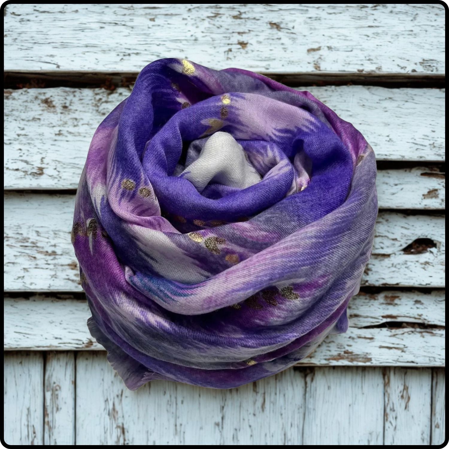 Colourful Wave Print Scarf in Purple-SWPU