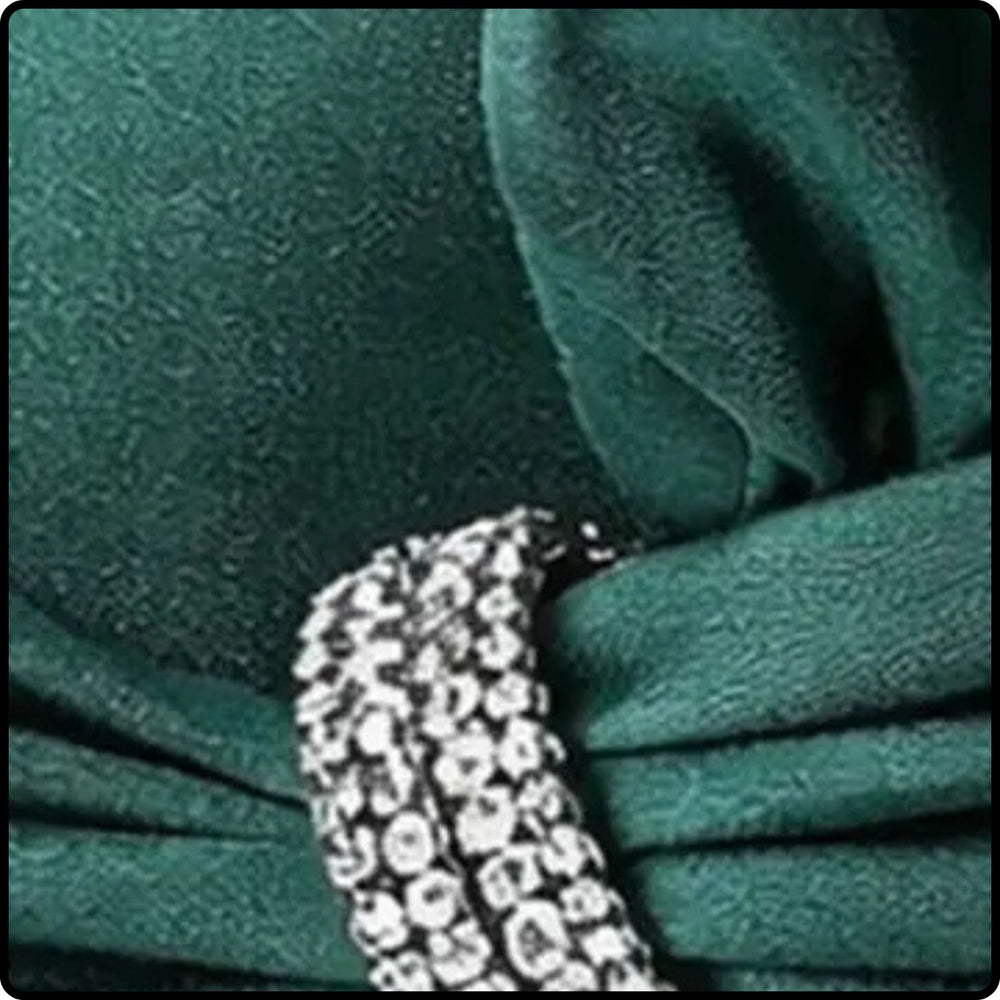 Pleated Knot Accent Clutch Bag with Chain Strap-KD-GREEN