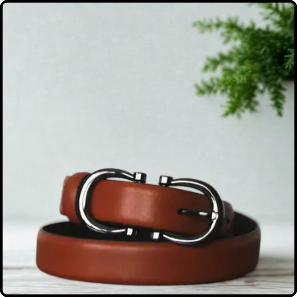 Feature Buckle Tan Leather Belt - FTB12