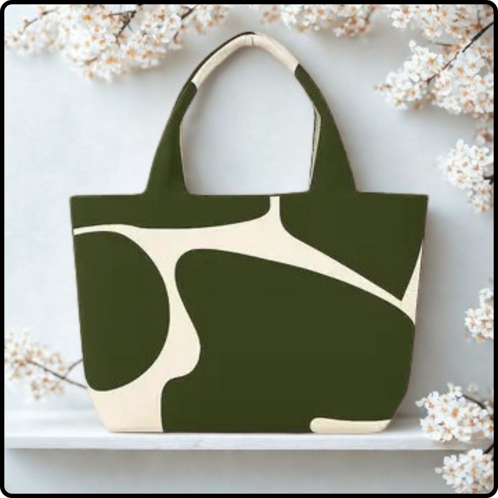 Knitted Tote-Large Green and White-TGW