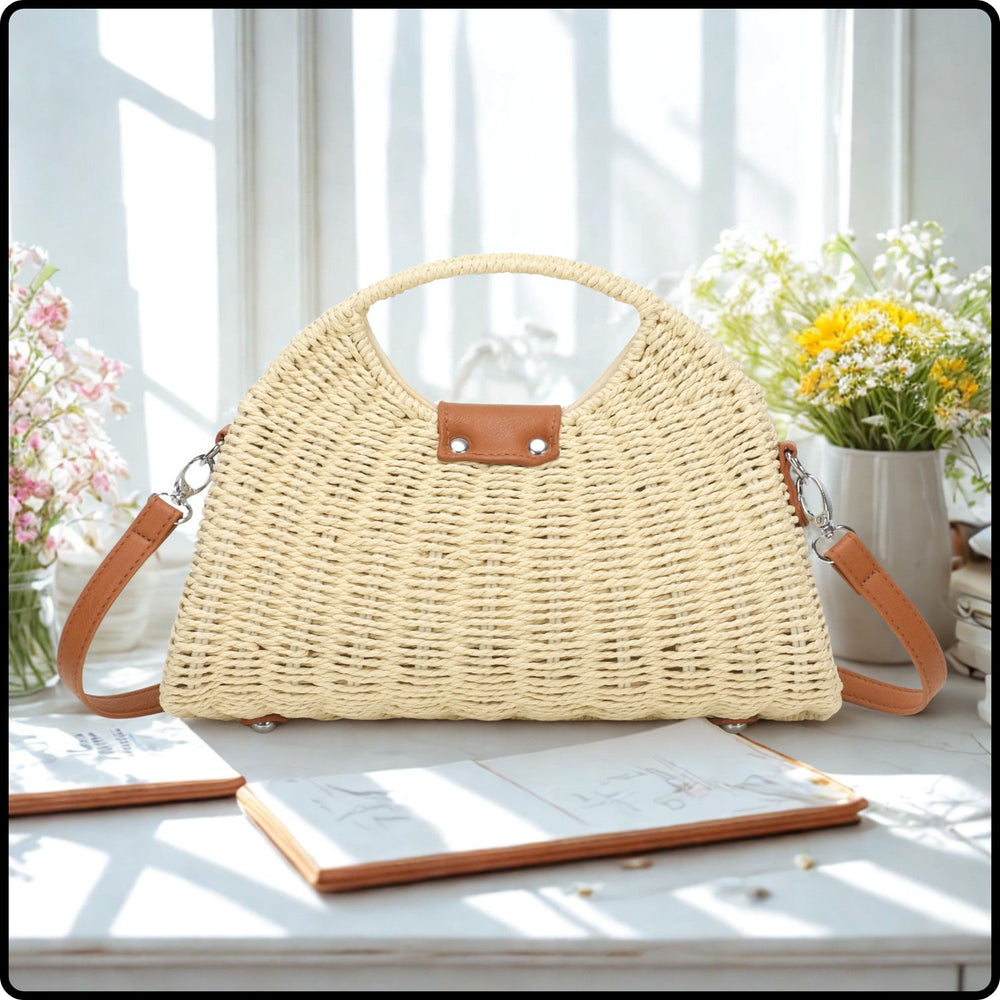 Straw Box Grab Bag -517-LIGHT BEIGE