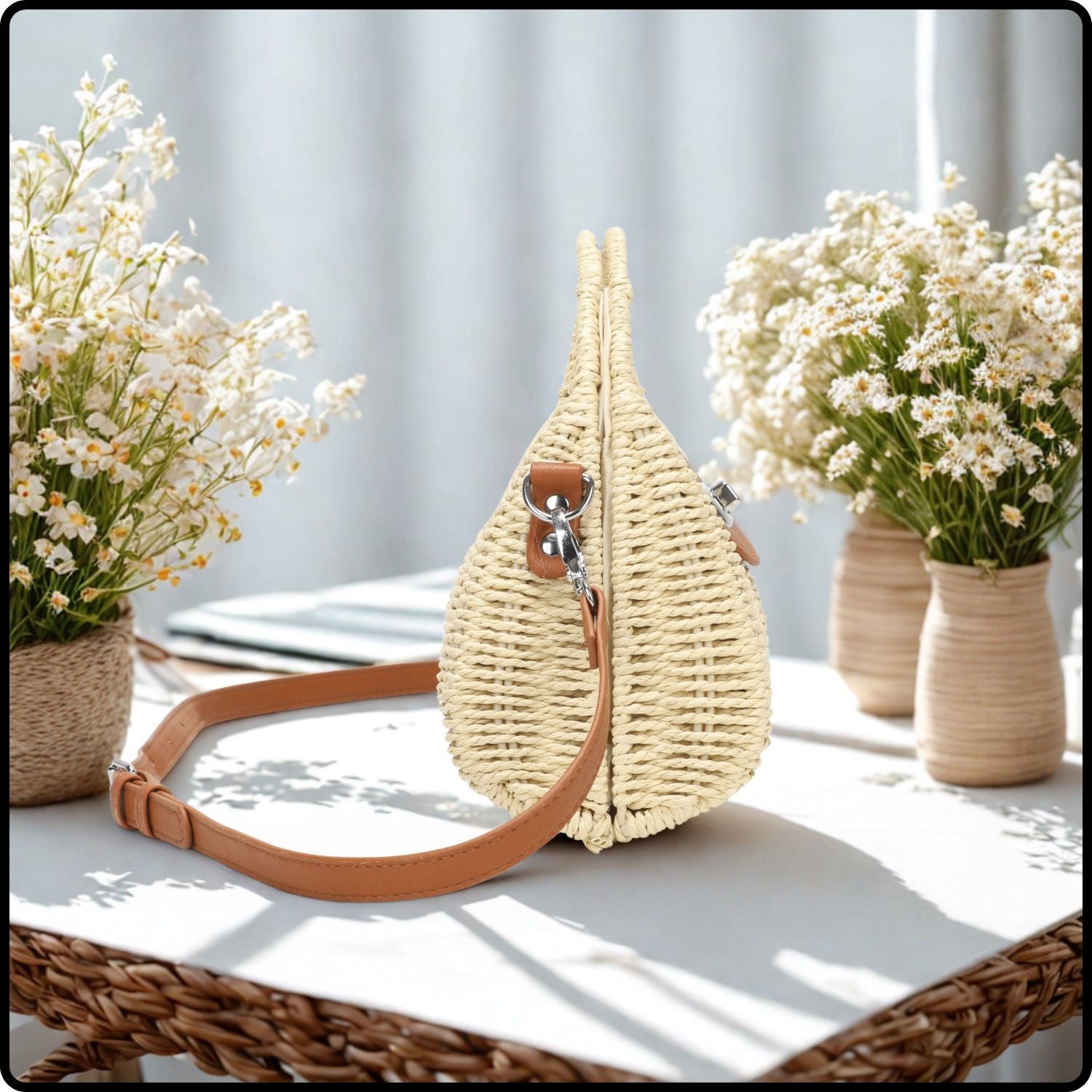Straw Box Grab Bag -517-LIGHT BEIGE