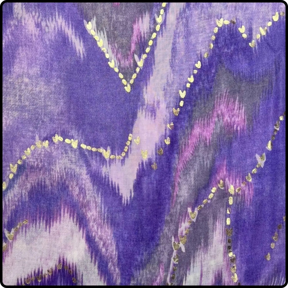 Colourful Wave Print Scarf in Purple-SWPU