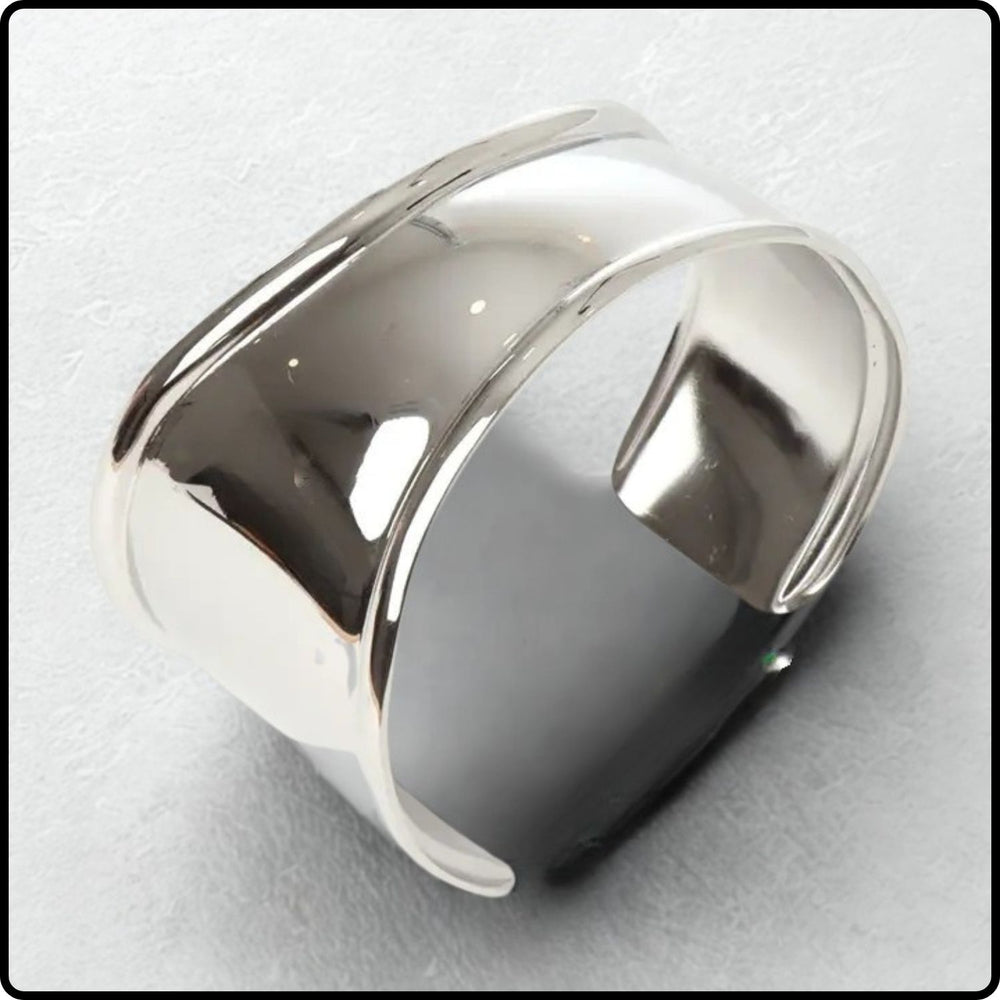 Ela Wide Stainless Steel Bangle-ELAS