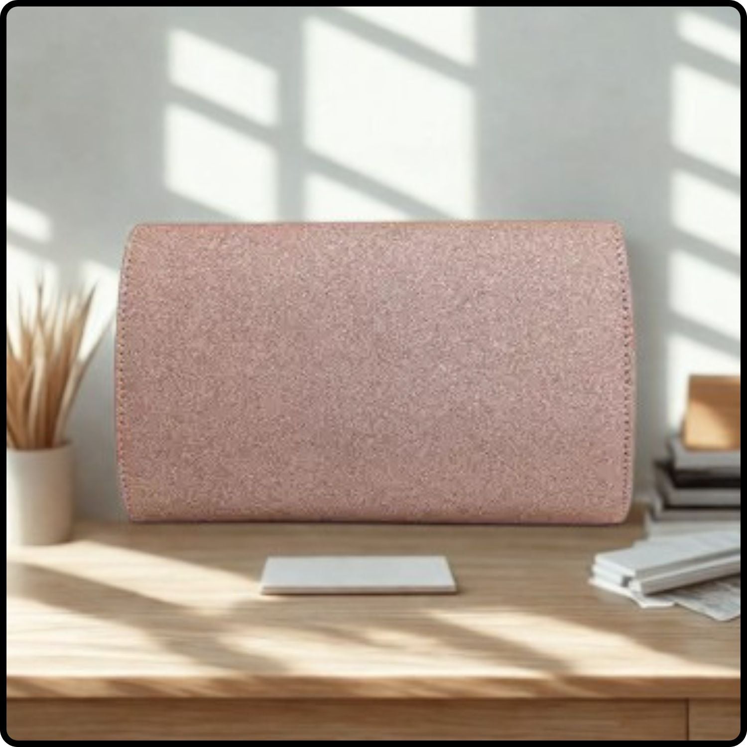 Glitter Envelope Evening Clutch Bag with Chain Strap-KG-ROSE GOLD