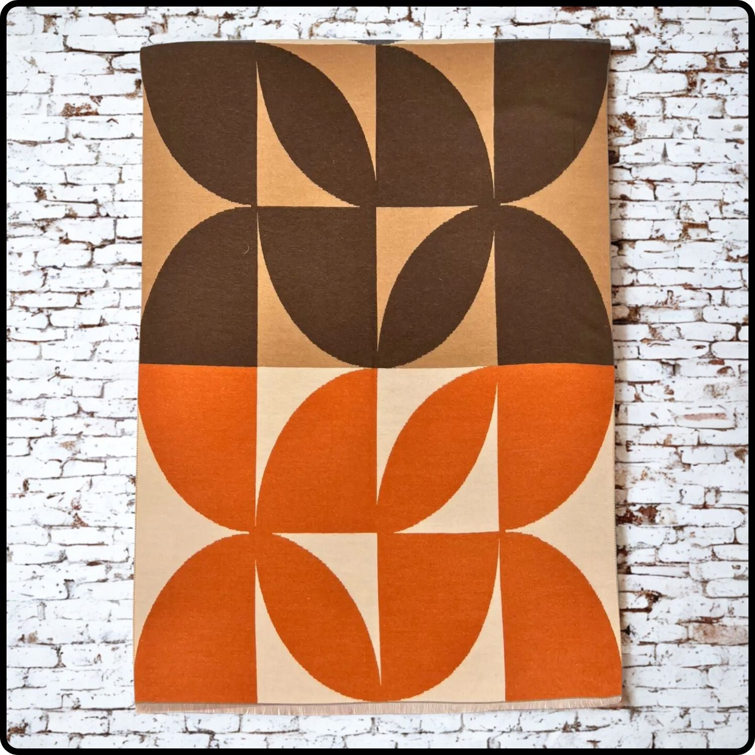 Retro print on cashmere blend scarf in Orange- SCRO