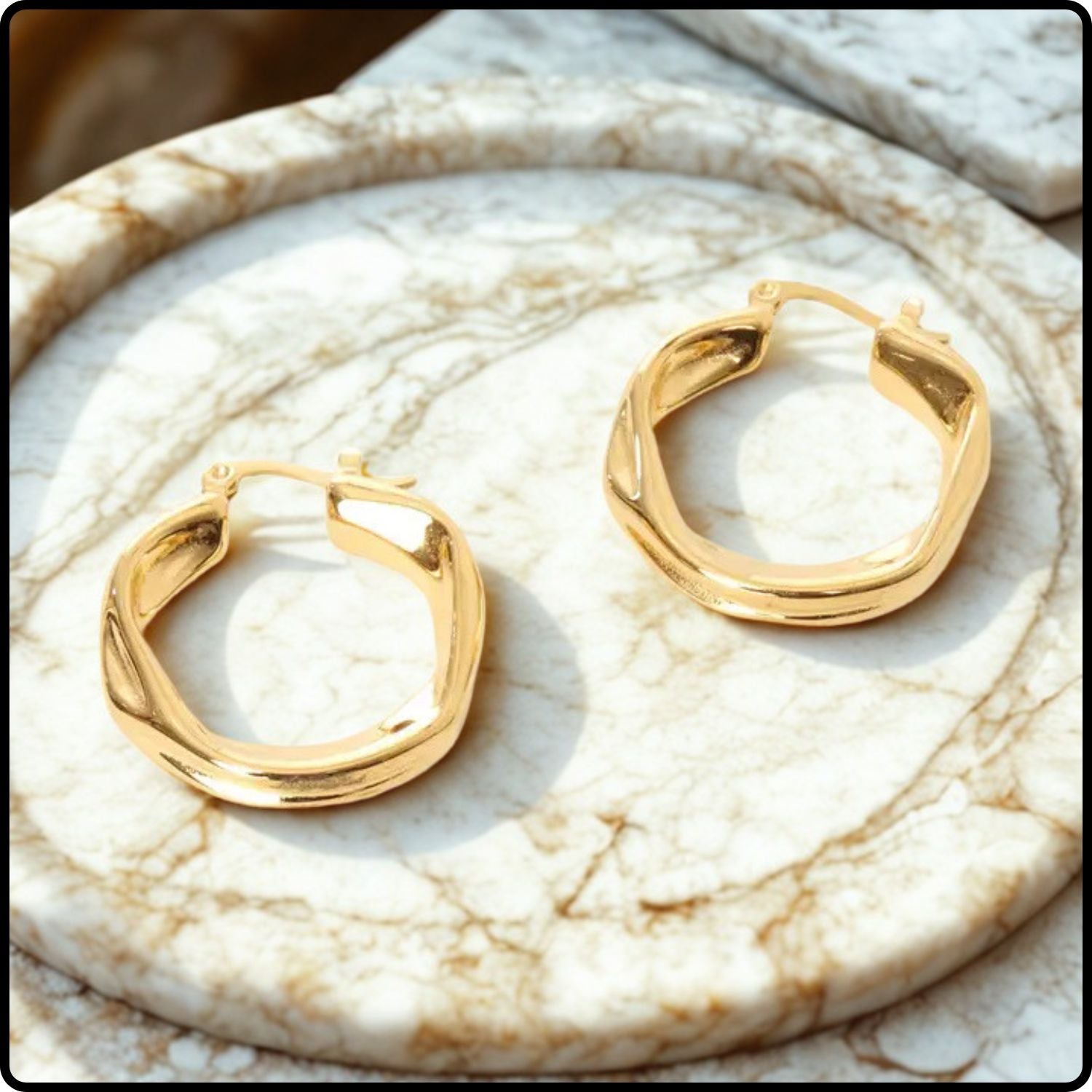 Rem Stainless Steel Gold Hoops-REMG