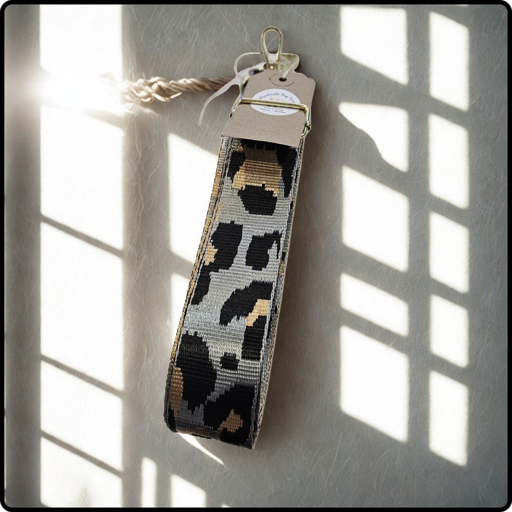 Handmade in Yorkshire Extra Long Bag Straps Leopard Print Grey-HMY-LPBG