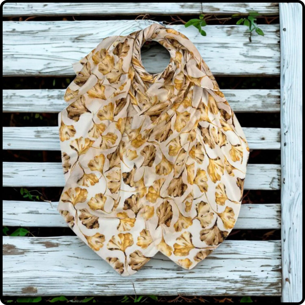 Ginkgo Leaves Print Scarf in Yellow-SGLY