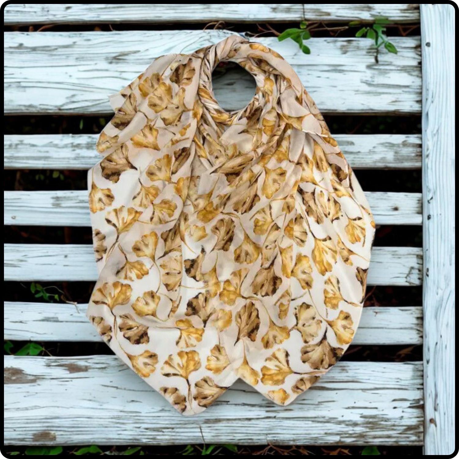 Ginkgo Leaves Print Scarf in Yellow-SGLY