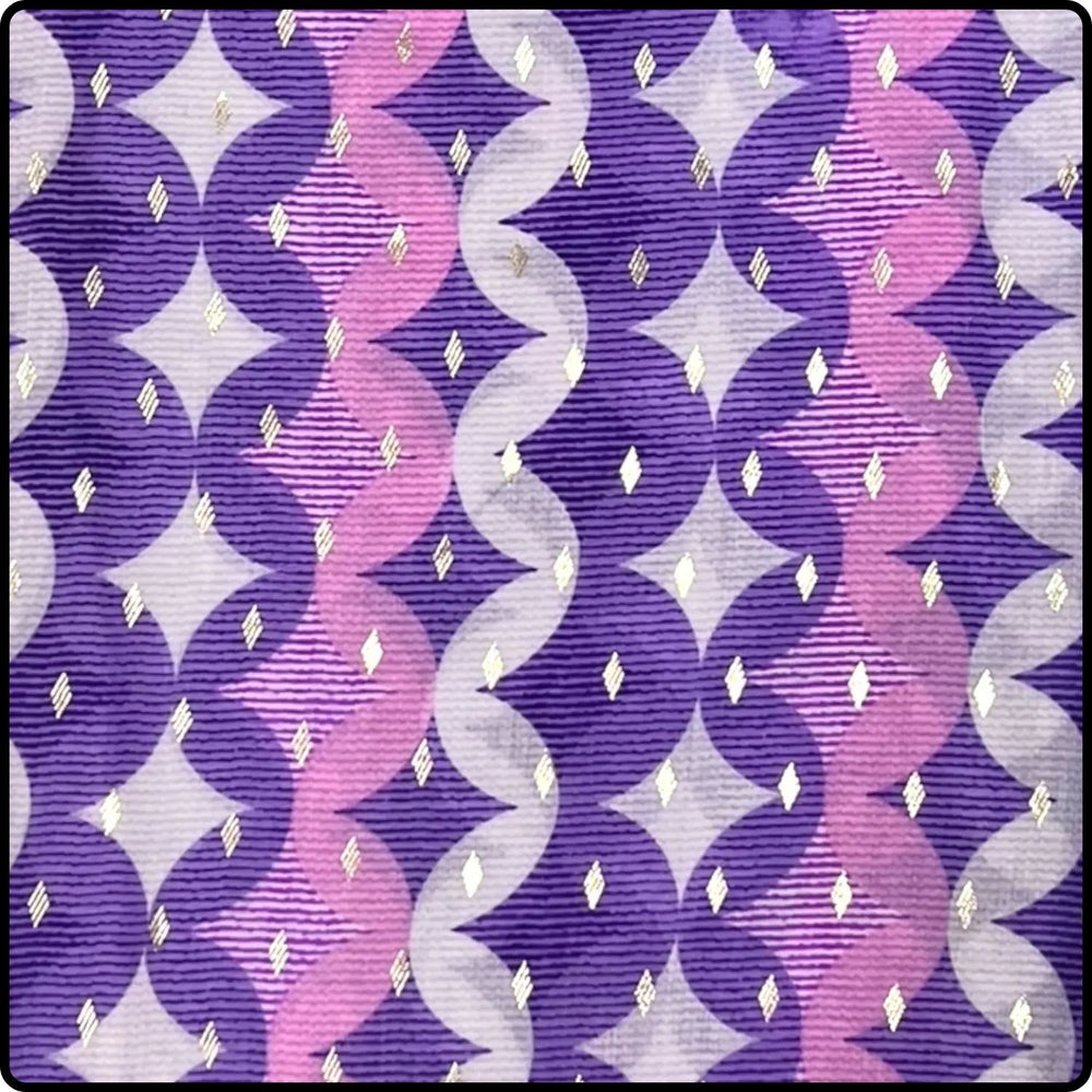 Retro  Print Scarf with Stars in Purple-SCSU