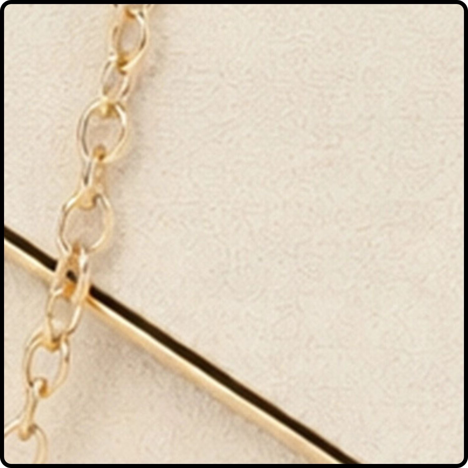 Envelope Clutch Bag with Metal Trim and Chain Strap-KE-IVORY